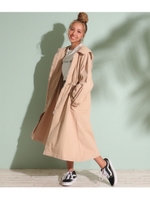 フード付きドロストロングコート/ベージュ(005)