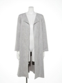 フェイクスエードノーカラーガウンコート/ライトグレー