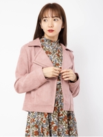 フェイクスエードライダースジャケット/ピンク