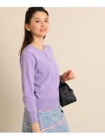 フェイクパールボタンコットンカーディガン/ライトパープル(081)