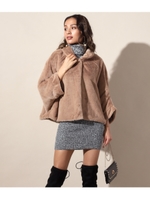 フェイクファースタンドカラーコート/ベージュ(005)