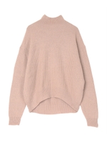 フォックス混ボトルネックニット/ライトベージュ