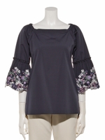 フラワースリーブプルオーバー/ダークブルー