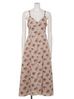 フラワーブーケキャミワンピース/ベージュ