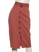 フロントボタンスリットミディSK/ピンク