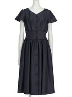 フロント釦フレアーワンピース/ネイビーブルー