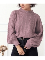 プチハイボリュームケーブルニット/ラベンダー(023)