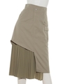 プリーツコンビミディスカート/KHAKI
