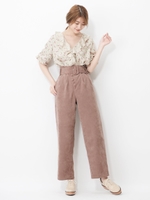 ベルトツキクルミボタンパンツ/ブラウン