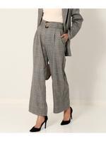 ベルト付MIXチェックロングパン/ブラック(027)