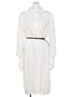 ベルト付きシャツワンピース/ホワイト