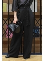 ベルト付きタックワイドパンツ/ブラック(010)