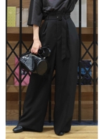 ベルト付きタックワイドパンツ/ブラック(010)