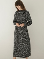 ベルト付ハイネックギャザーワンピース/ライトミックス