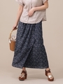 ペイズリープリントロングラップスカート/ネイビー
