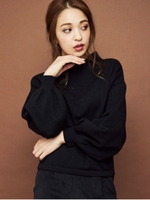 ボトルネックニットトップス/BLK