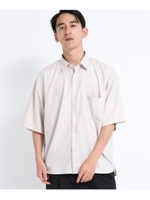 マイクロスパンビッグシルエット半袖シャツ/ライトベージュ(051)