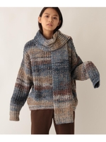 マフラー付きミックスニット/ブルー(192)