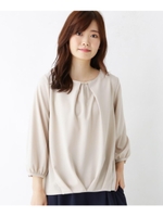 メタルアクセントジョーゼットタックブラウス/ライトベージュ(051)