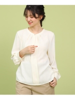 メタルボタンタックブラウス/ライトベージュ(051)