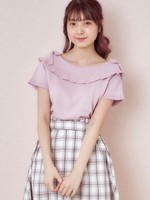 メロディーリボンオフショルニット/ピンク