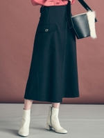 モクチョウサージストレッチスカート/ブラック