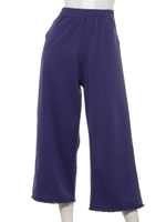 モダール/オーガニックコットン混ポンチフリンジアクセントセミワイドパンツ/ロイヤルブルー