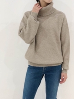 ユルタートルニットトップス/BEIGE