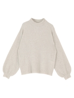 ラクーン混ボリュームスリーブニット/ライトベージュ