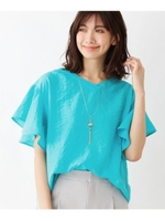 ラッフルスリーブワッシャーシャツ/ブルー(092)