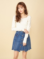 ラップ風デニムミニスカート/インディゴ