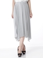 ラメプリーツイレギュラーヘムスカート/ライトグレー