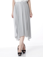 ラメプリーツイレギュラーヘムスカート/ライトグレー