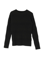 ランダムリブ編みニットプルオーバー/ブラック