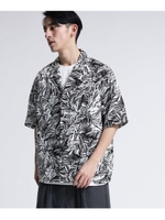 リーフ柄オープンカラーアロハシャツ/ホワイト(101)