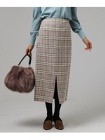 リチェッタクロスチェックミモレスカート/ブラウン(240)