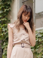 リネンライクフロントボタンビスチェ/ベージュ