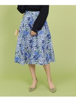 リバティプリント コットン（綿）フローラルフレアスカート/ブルー(192)