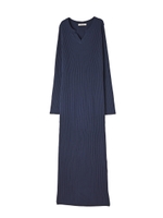 リブハートネックニットワンピース/ネイビー