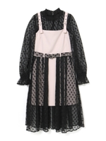 レースプリーツコンビワンピース/ベージュ