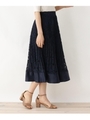 レース切り替え消しプリーツスカート/ネイビー(593)