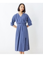 レーヨンベースカシュクールワンピース/ライトブルー(091)