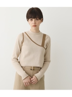 レイヤードベスト付きリブニット/WHT