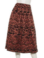 レオパードジャガードタックフレアーミディＳＫ/オレンジ