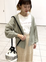 ワッフルカシュクールカーディガン/ライトグリーン