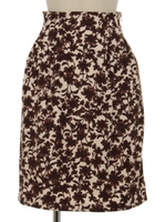 ワントーンハナガラダイケイミニスカート/ブラウン