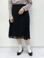花言葉のあるすきな丈プリーツスカート(ミディ)/ブラック
