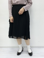 花言葉のあるすきな丈プリーツスカート(ミディ)/ブラック