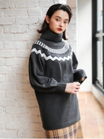 求心ニットチュニック/チャコールグレー