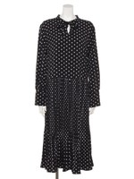 衿リボンプリーツワンピース/ブラック